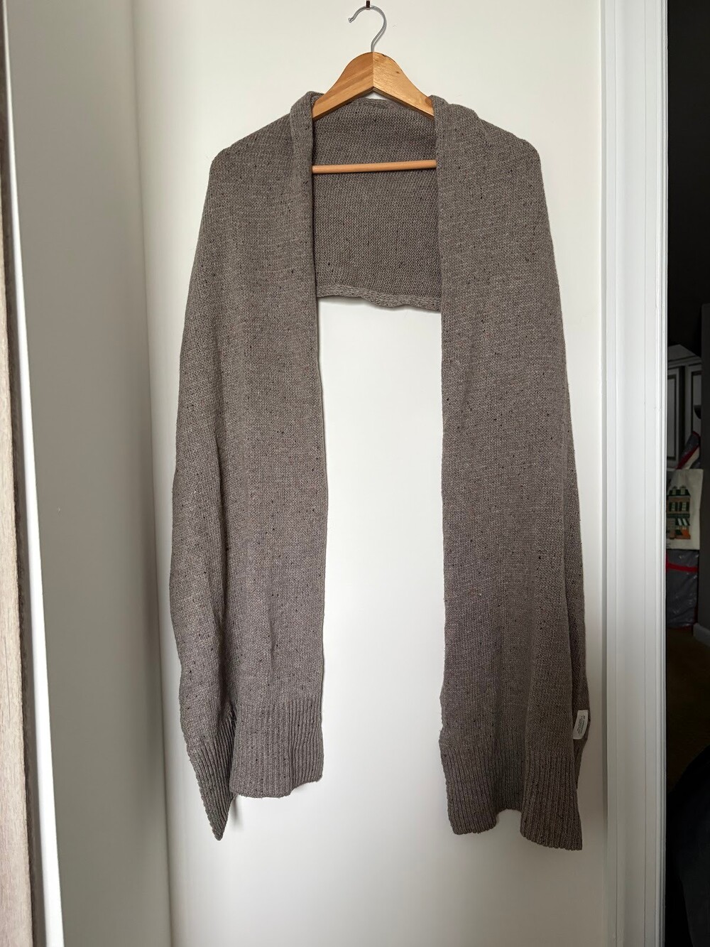 REI Co-op Oversized Knit Wrap Scarf Heathered Taupe 82 by